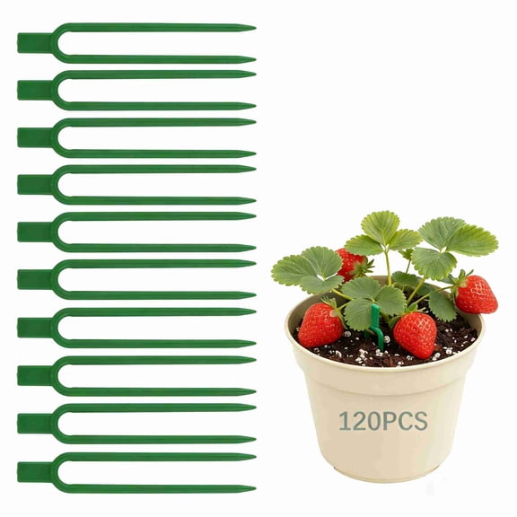 120Pcs Strawberry Plant Support Pins, U-Shaped Plastic Garden Anchor Clips, Reusable Plant Fixing Pins for Plant Cuttings and Runners Rooting(Green)