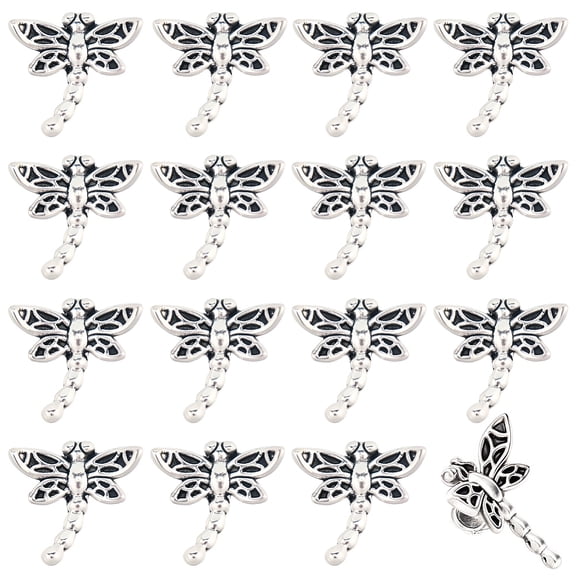 120Pcs Style Alloy Spacer Beads Dragonfly Silver 11x12.5x7.5mm Hole: 2mm