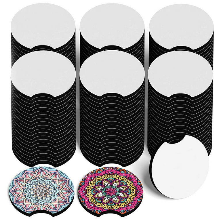 120Pcs Sublimation Blanks Car Coasters 2.75 Inch 5mm Car Coasters Blanks  for Thermal Sublimation DIY Crafts Cup Holders 