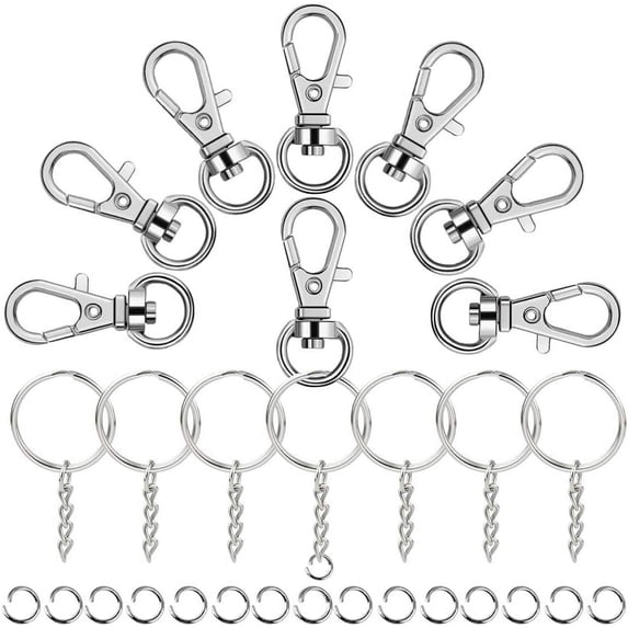 120Pcs Swivel Snap Hook Set,Stainless Steel Split Key Rings with Chain and Jump Rings Bulk for Keychain Lanyard,Jewelry,DIY Crafts Supplies