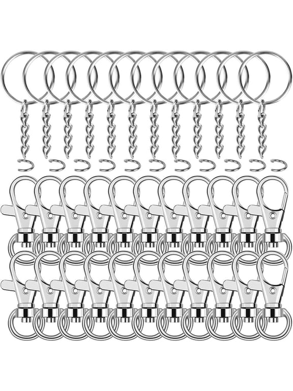 120Pcs Swivel Snap Hook and Key Rings with Chain for Keychain Lanyard