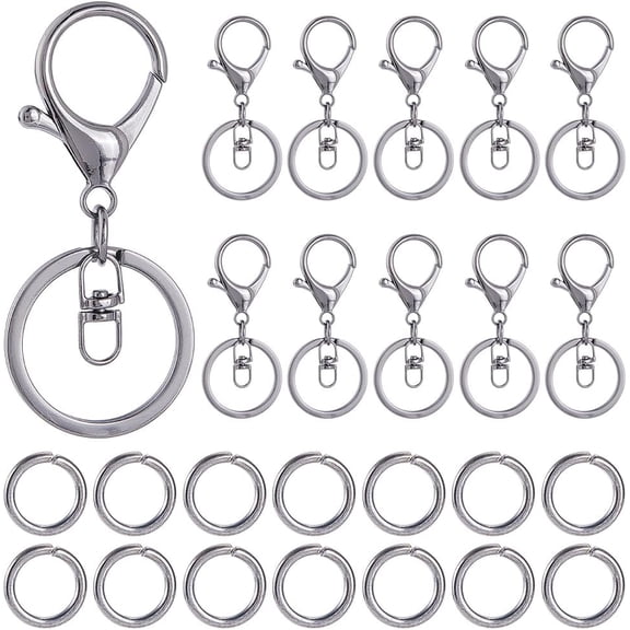 120Pcs Swivel Trigger Clip Keychain Lobster Claw Clasp with Brass Jump Ring Gunmetal Alloy Split Metal Key Ring Snap Hooks Clasps for Jewelry Making Keychains Lanyards Supplies DIY CraftsGunmetal