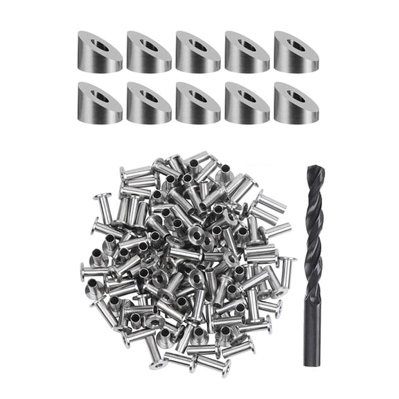 120Pcs T316 Stainless Steel 1/4 Inch 30 Degree Angle Beveled Washer with 120 Pack Stainless Steel Protector Sleeves,120 x Cable Railing Protector 1 x drill bit 10 x 30 Degree Angled Washer,Silver