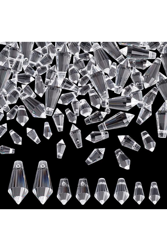 120Pcs Teardrop Crystal Beads 4 Sizes Waterdrop Faceted Glass Beads Top Drilled Loose Spacer Beads for DIY Bracelet Necklace Jewelry Making Lamp Suncatcher Home Decor