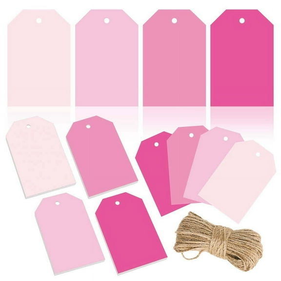 120Pcs Terracotta Gift Tags 4 Gradient Solid Colors Hanging Labels with Rope Bulk Colorful Blank Paper Tags,Pink