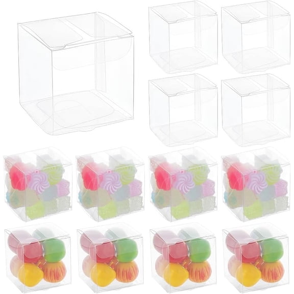 120Pcs Transparent Plastic PET Box Gift Packaging Waterproof Folding Cartons Cube Clear 4x4x4cm for DIY