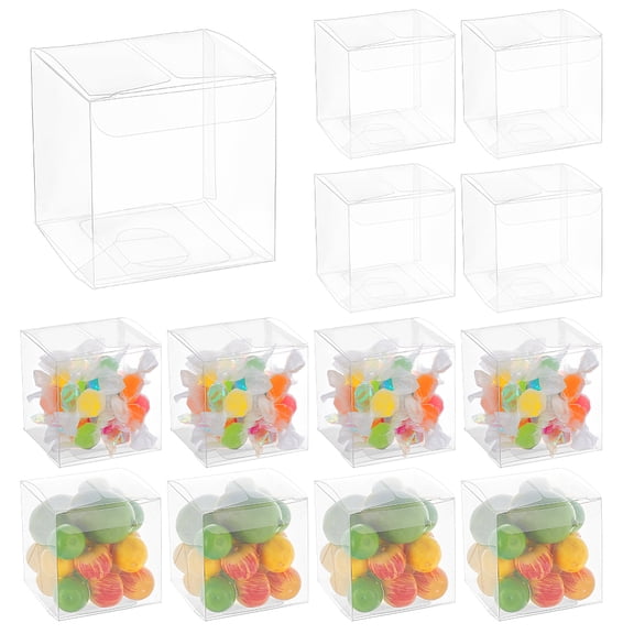 120Pcs Transparent Plastic PET Box Gift Packaging Waterproof Folding Cartons Cube Clear 6x6x6cm DIY