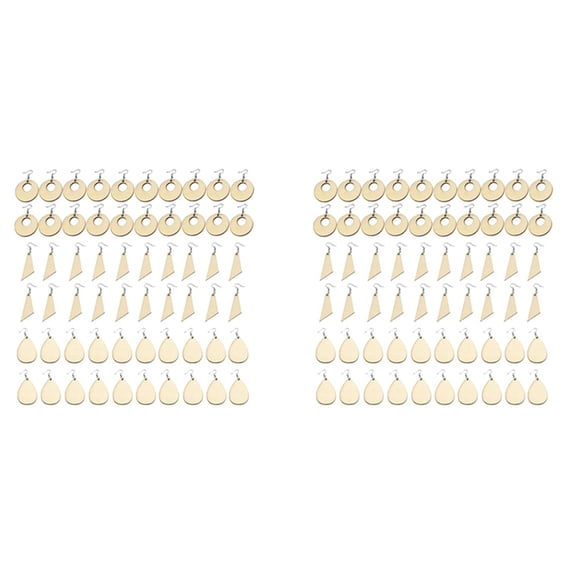120Pcs Unfinished Wood Blank Earrings with Holes and Hooks for DIY Jewelry Making