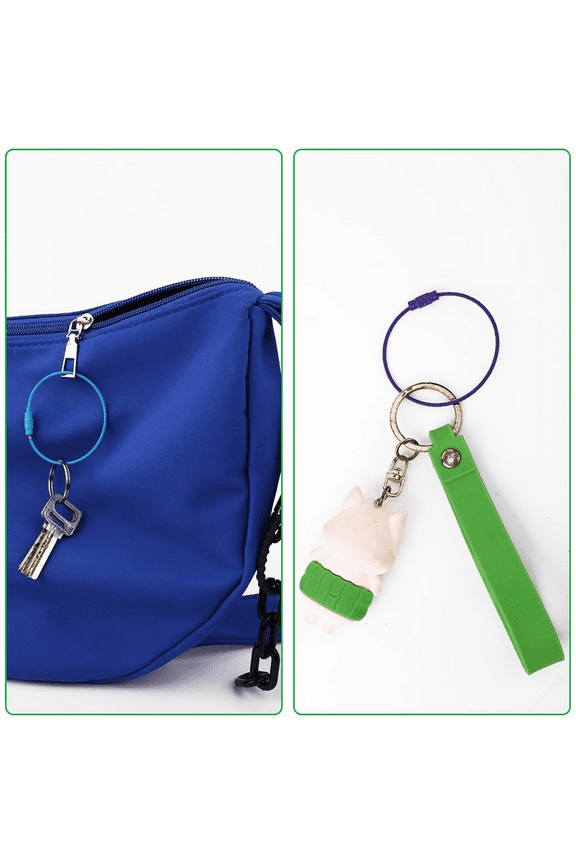 120Pcs Wire Key Rings with Screw Lock, 6 Inch Cable Chain Loop for Outdoor Hiking (12 Colors)