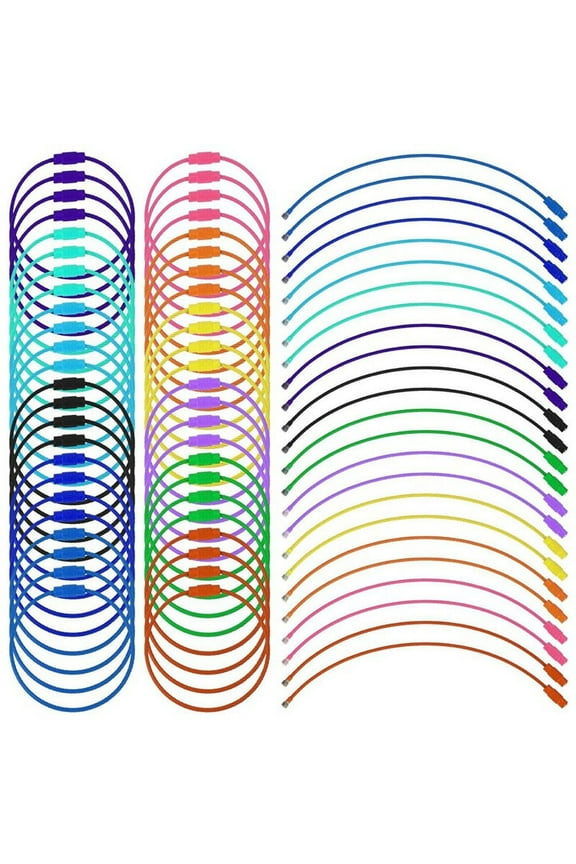 120Pcs Wire Key Rings with Screw Lock, 6 Inch Cable Wire Key Chain Cable Loop Rings for Outdoor Hiking (12 Colors),120 x Wire Key Rings,Multicoloured