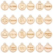 120Pcs Zodiac Sign Charms 10 Sets Constellation Charm Flat Round Zodiac Pendant Alloy Pendant Charms Astrology Horoscope Pendants for DIY Bracelet Necklace Craft Gifts Making DIY
