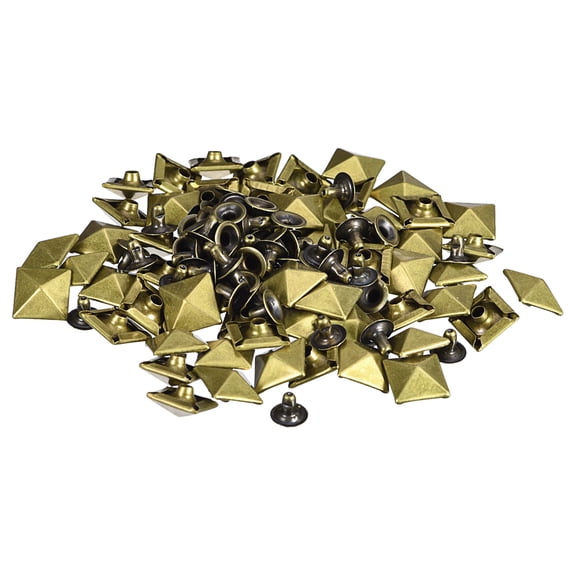 120Sets Spike Rivet, 12mm Cone Rapid Rivet Nailhead Studs Copper Punk Square Spikes (Bronze Tone)