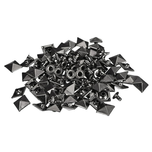 120Sets Spike Rivet, 12mm Cone Rapid Rivet Nailhead Studs Copper Punk Square Spikes (Metallic Black)