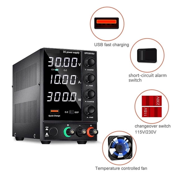 120V 3A DC Power Supply 4 Digits Display Adjustable LED Laboratory Switching Bench Source USB Charging Voltage Regulators ,Voltage Consistency