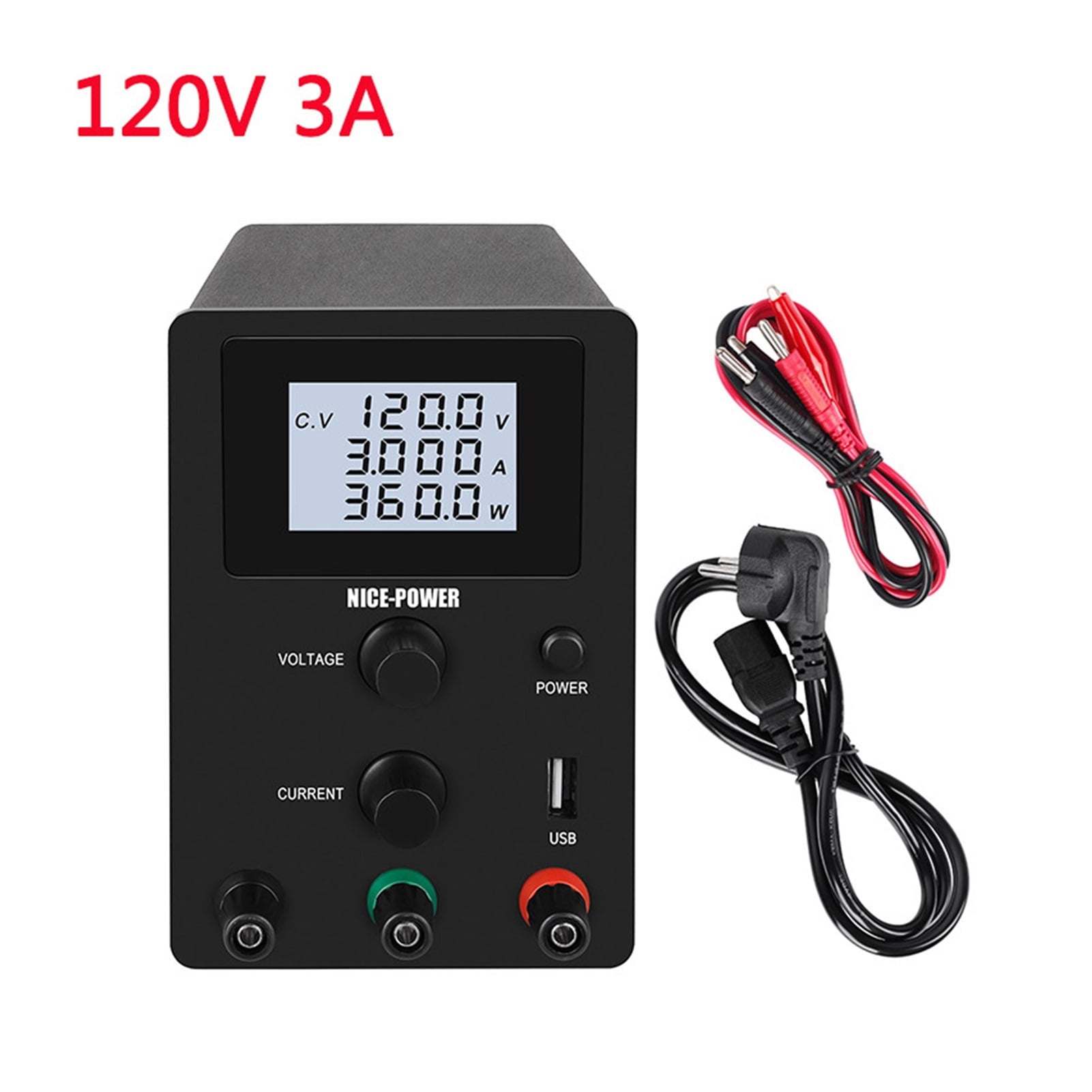 120V 3A LCD Display Adjustable Switching Regulator DC Power Supply ...