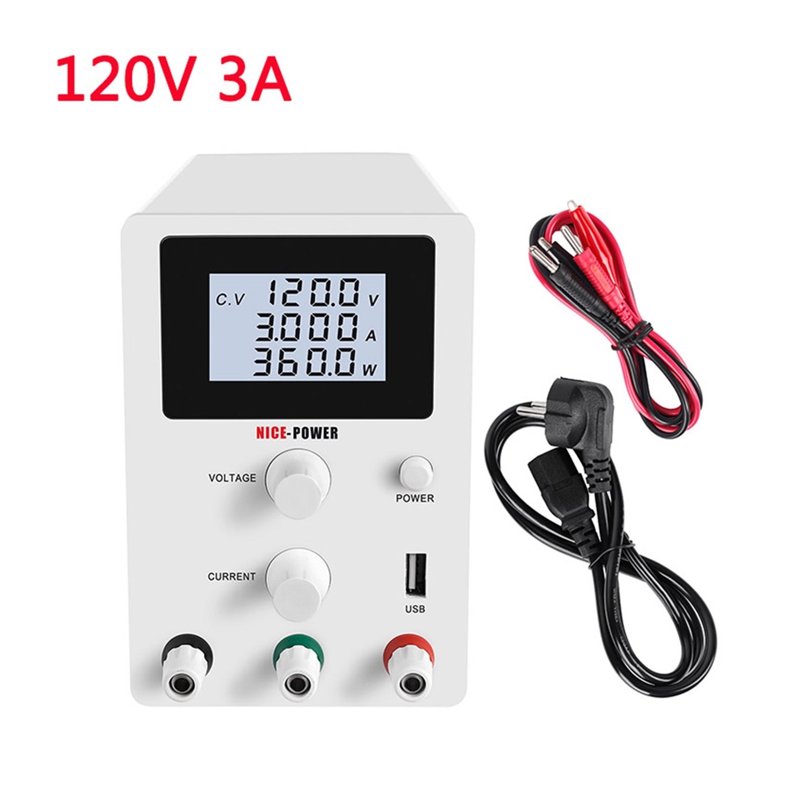 120V 3A LCD Display Adjustable Switching Regulator DC Power Supply Laptop Repair Rework 110v - 220v LAB Power Supply DC 30v 10a ,Low-loss