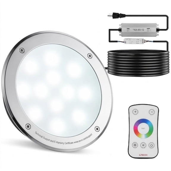 120V 40W RGBW LED Pool Light, 10" Underwater Spa Light with 100ft Cord & Remote, IP68 Waterproof, UL Tested for Inground Pools