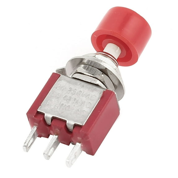 120V 5A 3Pin SPDT 1NO 1NC Momentary Red Cap Push Button Switch