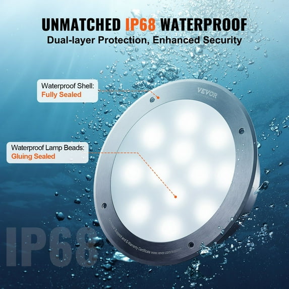 120V AC 10in LED Pool Light, RGBW Color Changing 40W Spa Light, IP68 Underwater for Inground Pools, 50 FT Cord & Remote, UL Certified