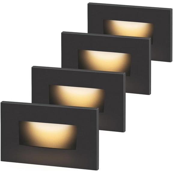 120V Dimmable LED Step Lights, 3000K/4000K/5000K Selectable, 3.5W 175lm Indoor Outdoor Stair Aluminum ORB Finish, 4 Pack