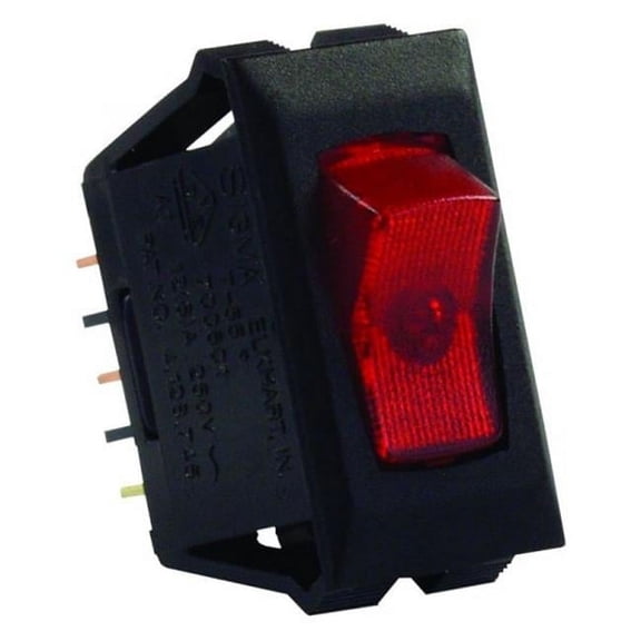 120V Single SPST On & Off Rectangular Illuminated Multi Purpose Switch - Black & Red