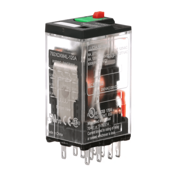 120VAC Relay, Full-Featured 4PDT, 6A