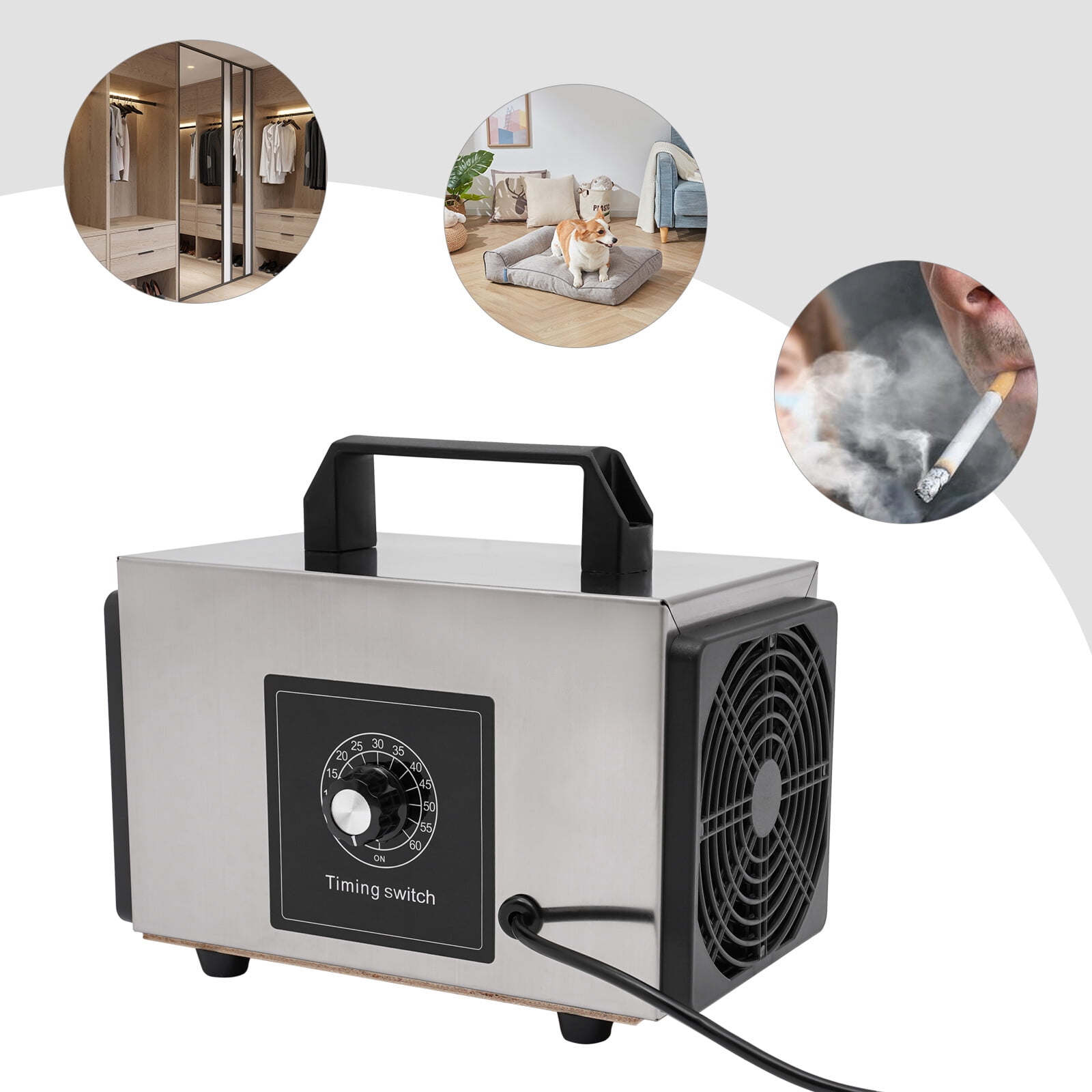 120W 110V Commercial Ozonator Odor Removal Machine,O3 Ionizer Air Purifier Deodorizer for Offices, Farms
