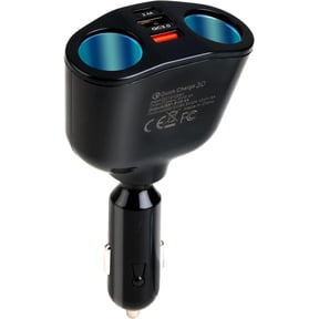 120W 12V-24V Car Cigarette Multi Socket, Dual Car Cigarette Lighter Adapter with USB-C QC3.0 Fast Charging, Double USB Charger Splitter Adapter with LED Display for Smart Phone GPS Tablet Dash Cam