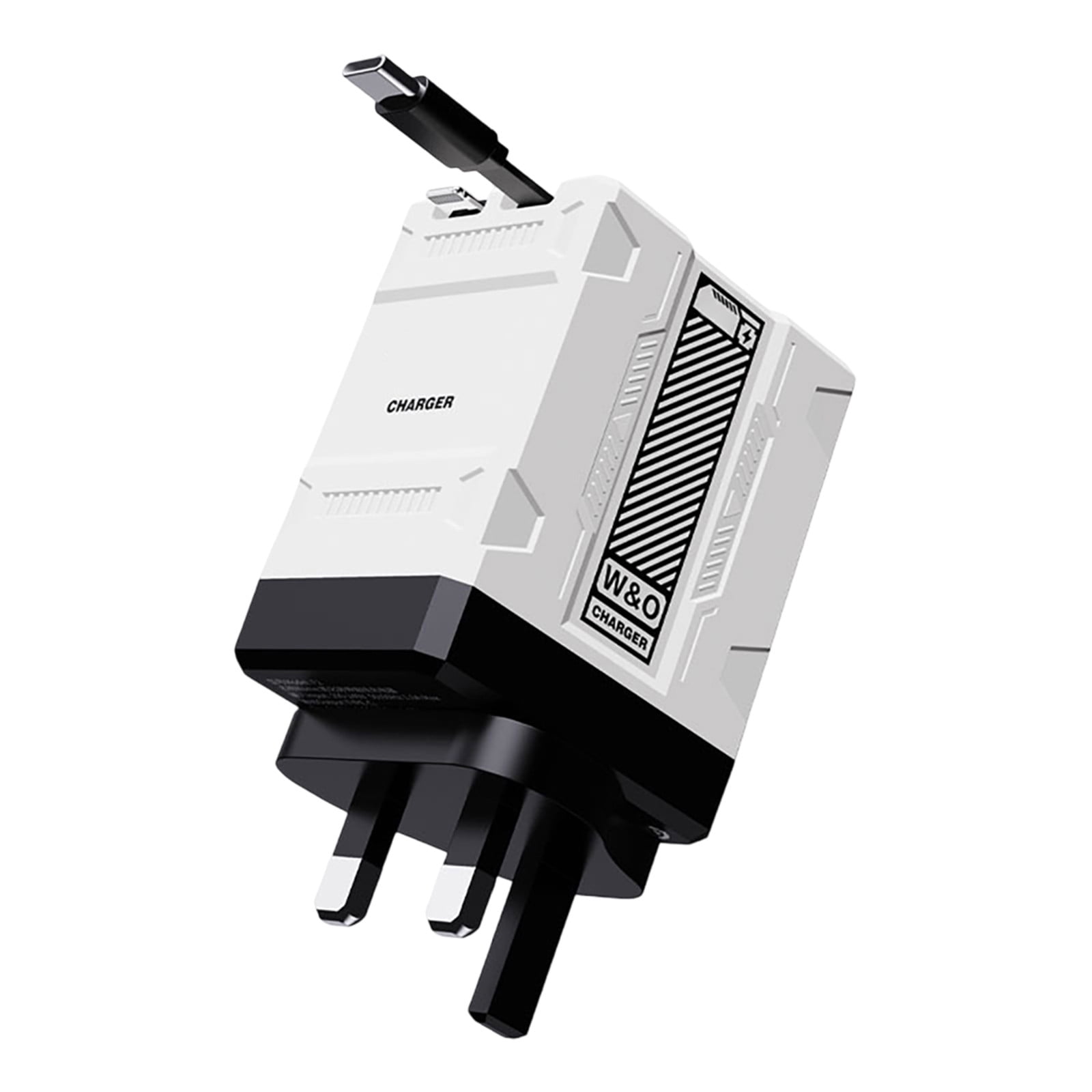 120W 2-in-1 Retractable Fast Charger, GaN Foldable Wall Plug with Built-in Cable, Portable Charging Adapter for Phones, Tablets & Laptops