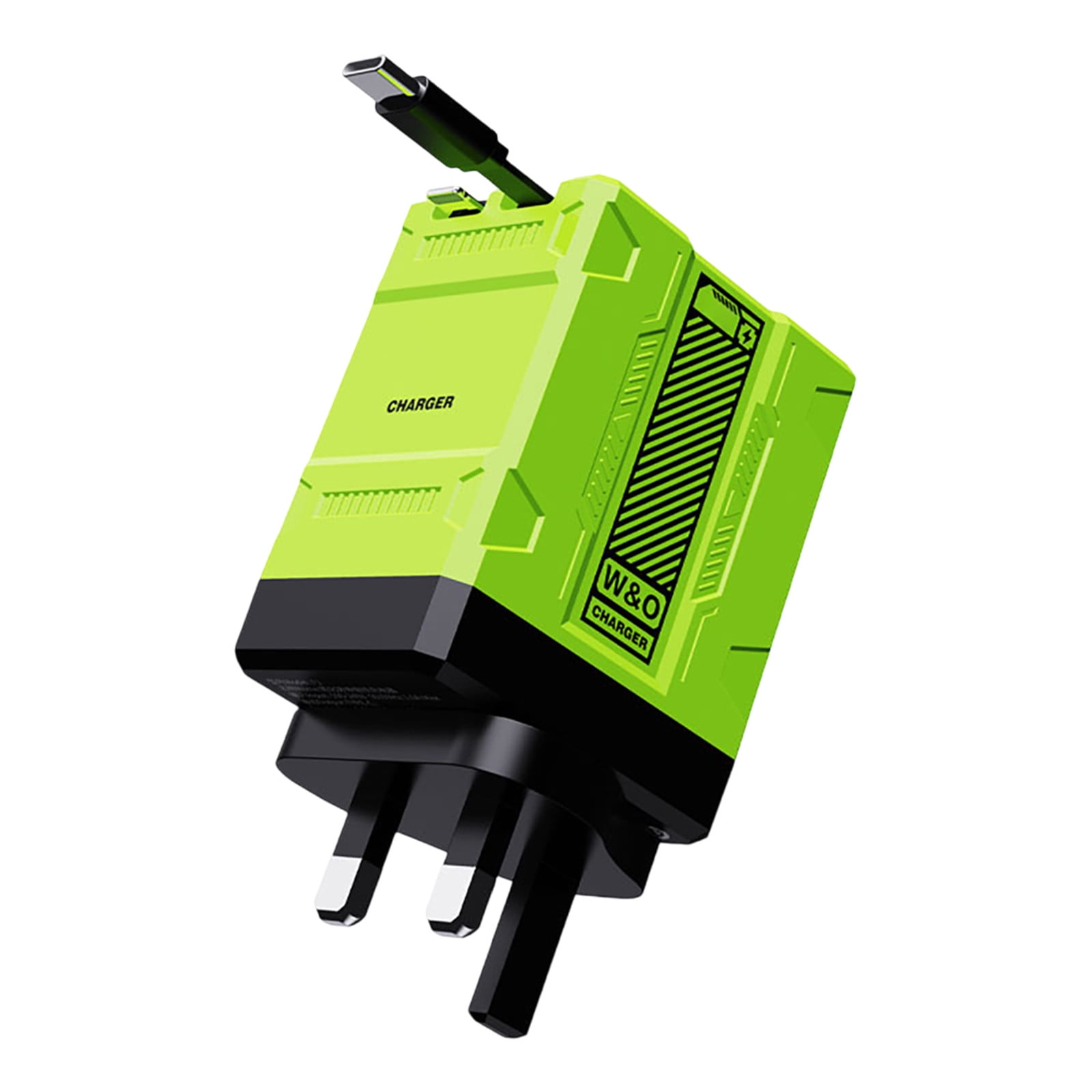 120W 2-in-1 Retractable Fast Charger, GaN Foldable Wall Plug with Built-in Cable, Portable Charging Adapter for Phones, Tablets & Laptops