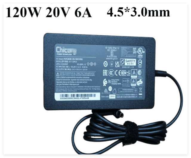 120W 20V 6A Charger Adapter A18-150P1A MSI GF63 Thin 10SC-222US MS-16R5 4.5*3.0MM Power Supply
