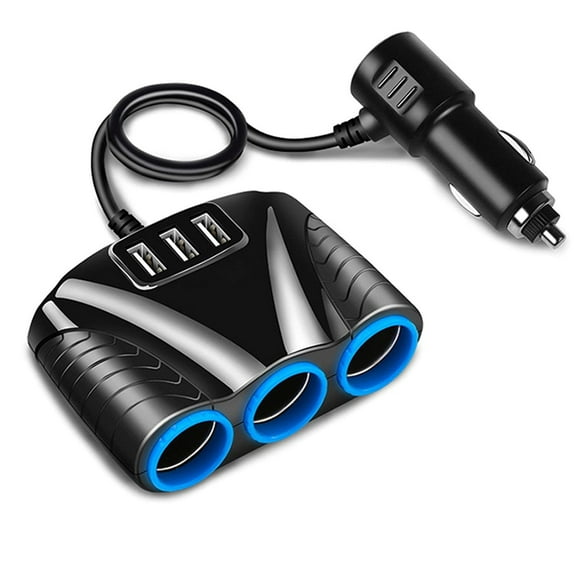 EDHITNR Car Lighter Splitter, 3-Way 12V/24V Socket Adapter with USB ...