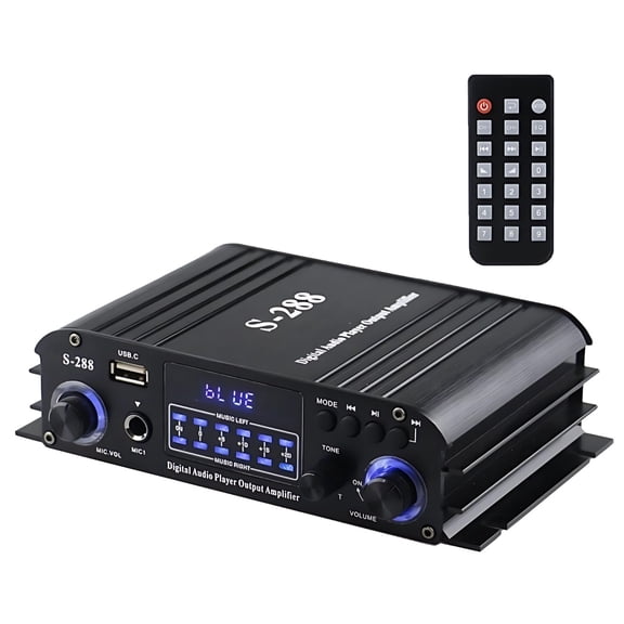 120W 4 Channel Wireless Audio Amplifier, Mini Hi-Fi Stereo Receiver, Wireless 5.0, USB, SD, FM Radio, Mic Input, for Car Home Theater