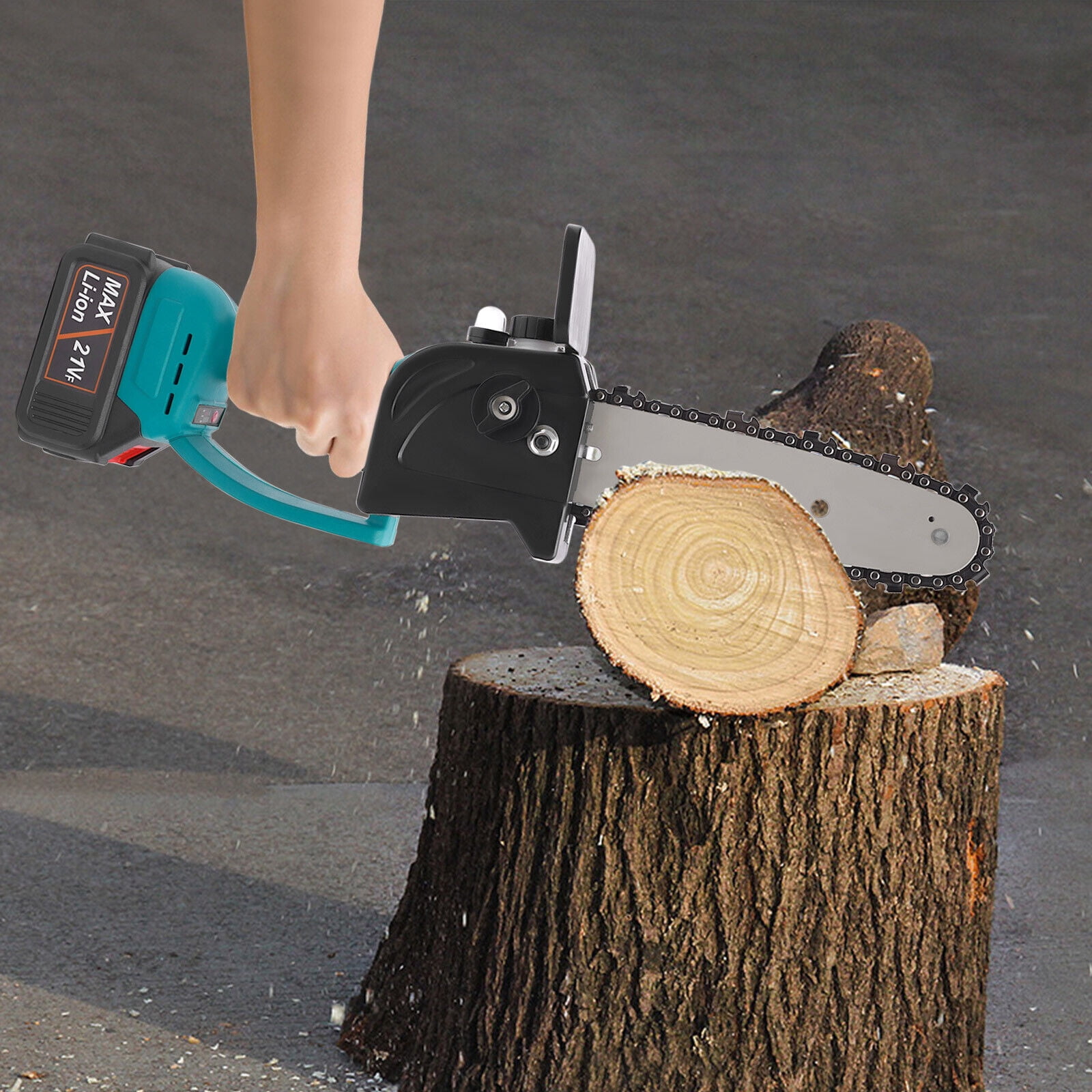 120W 8" Cordless Electric Chainsaw W/2 Battery Wood Pruning Cutting Chain Saw