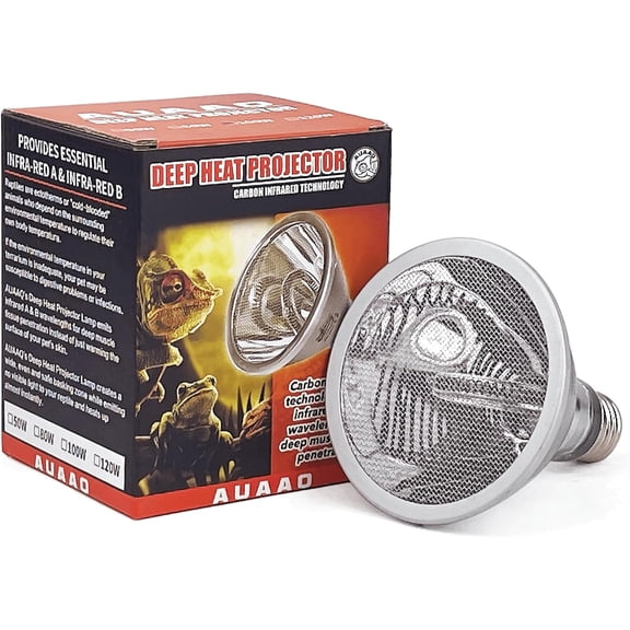 120W Deep Heat Infrared Projector Lamp for Reptiles, Emits both Infrared A & B Wavelengths, Reptiles Basking Light Heat Lamp Bulbs with Reflector for Bearded Dragons, Turtles, Snakes, Lizards, etc.