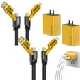 thumbnail image 1 of 120W Dual USB & Dual Type-C Fast Charger, C Chargers Fast Charging 5 Foot, 4 in 1 Fast Charging Cable & Data Sync, Dual Ports Adapter, for Gaming Office Travel, 1 of 7