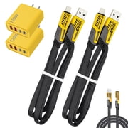 120W Dual USB & Dual Type-C Fast Charger, Type C/USB A Dual Ports Adapter,4 in 1 Fast Charging Cable & Data Sync, C Chargers Fast Charging 3.28 Foot, Fast Phone Charger, Mechanical Style Multi-Functi