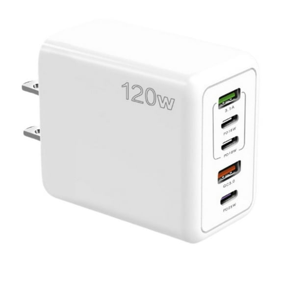 120W Fast Charger with 5 Ports 3PD+2USB Multiport Charger Block for Multiple Device 120w Fast Charging Wall Charger Fast Mobile Charger Adapter 5 Port Travel Charger