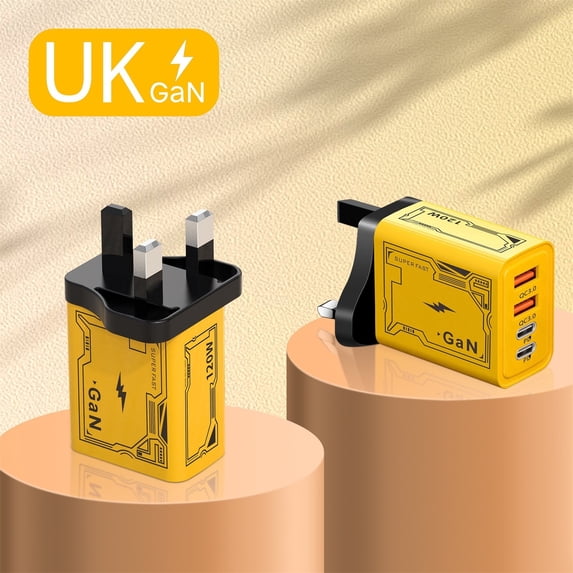 120W Fast Charger, GaN Charging Adapter, Dual Type C USB Charger Block, Multi Port Wall Charger, Fast Charging Plug For Phone Tablet Laptop, Compact Travel Charger