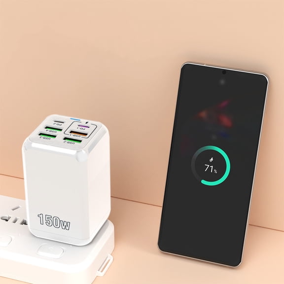 120W Fast Charger USB C, Usupdd 150W PD+USB Multi Port Charging Head for, 4 USB 2 Type-C Fast Charging Power Adapter for, White