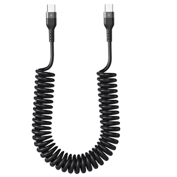 120W Fast Charging Coiled USB C Cable Output Retractables Design Heavy Duty PVC Materials for Smartphones Laptops Tablet