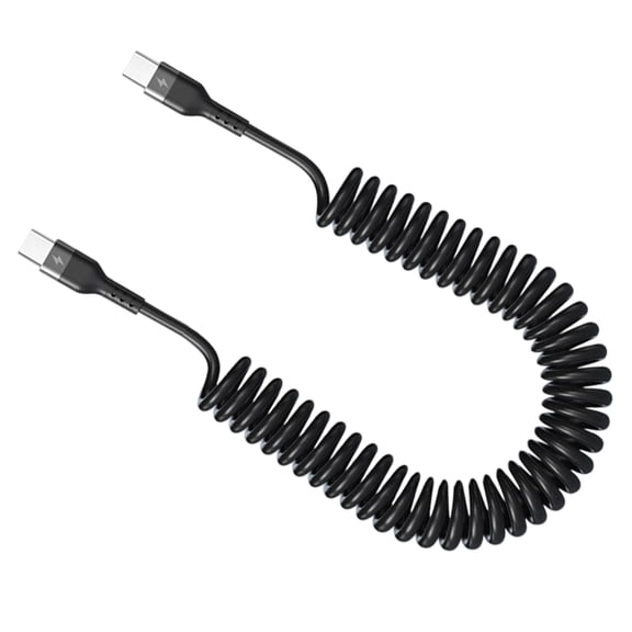 120W Fast Charging Coiled USB C Cable Output Retractables Design Heavy Duty PVC Materials for Smartphones Laptops Tablet