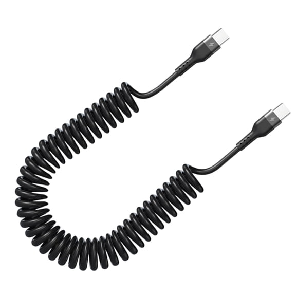 120W Fast Charging Coiled USB C Cable Output Retractables Design Heavy Duty PVC Materials for Smartphones Laptops Tablet