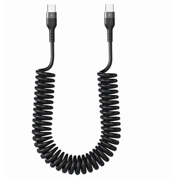 120W Fast Charging Coiled USB C Cable Output Retractables Design Heavy Duty PVC Materials for Smartphones Laptops Tablet