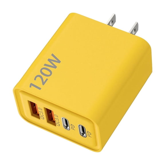 120W GaN USB C Charger Block,4-Port Type C Wall Charger Fast Charging, PD Power Adapter+QC Plug Multiport Type C Box Brick Cube Compatible with iPhone 17 Air 16 15 14 13 12 Pro Max,MacBook,iPad