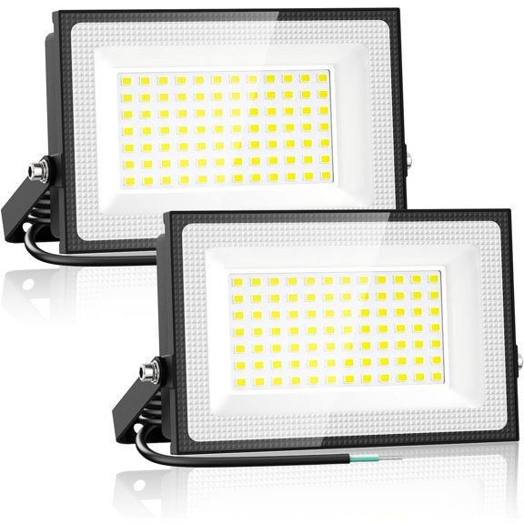 120W LED Flood Light Outdoor, 12000LM Security Lights, IP66 Waterproof Outdoor LED Lights, 6500K Daylight White Floodlight for Garage Yard Garden Stadium Playground Arena(2 Pack)