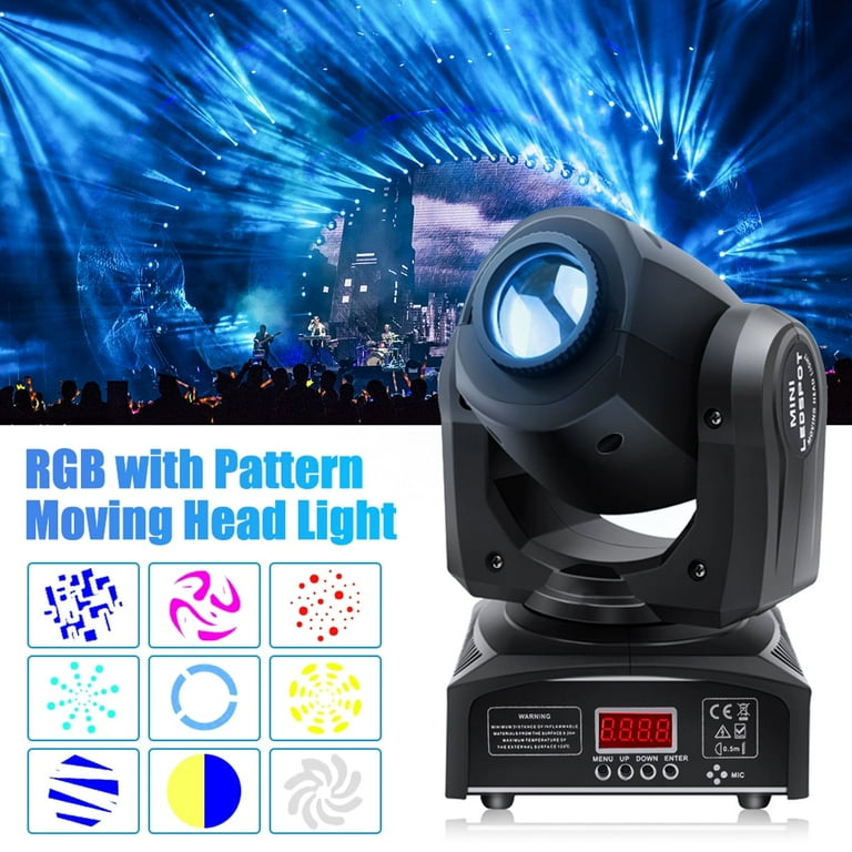 U King 120W LED Moving Head Light Stage Light RGBW DJ Party Disco Lights 8 Gobo Shake 8 Colors Stage Lighting for Club DJ Show