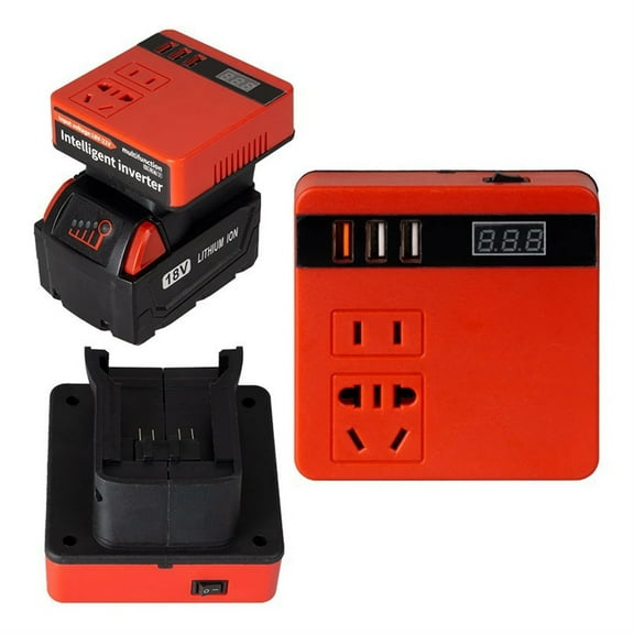 120W Lithium Battery Inverter Power Bank 18v 21v To AC Multi-Function Household Smart Transformer Outdoor Work Inverter(Color sent randomly) ,High-efficiency Conversion