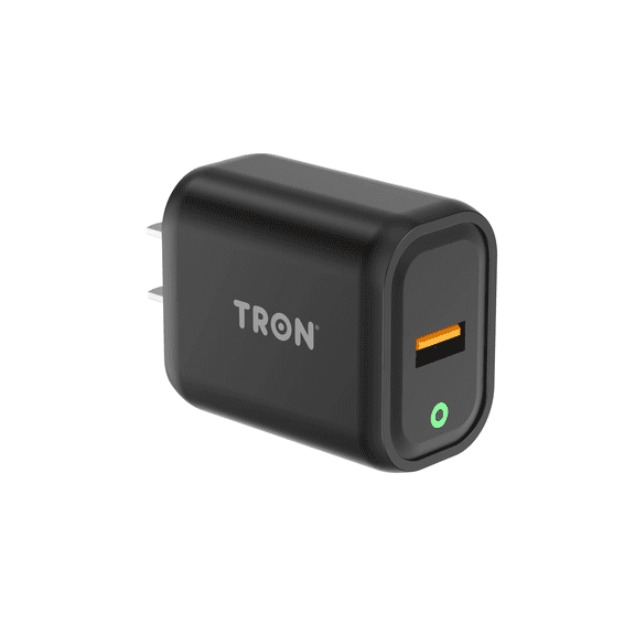 TRON 120W USB-A Wall Charger, QC 3.0 Fast Charging Power Adapter Block with Single Port and LED Indicator, Compact Travel Cube for iPhone 16 15 14, Android Phones, Tablets, and More, Bla