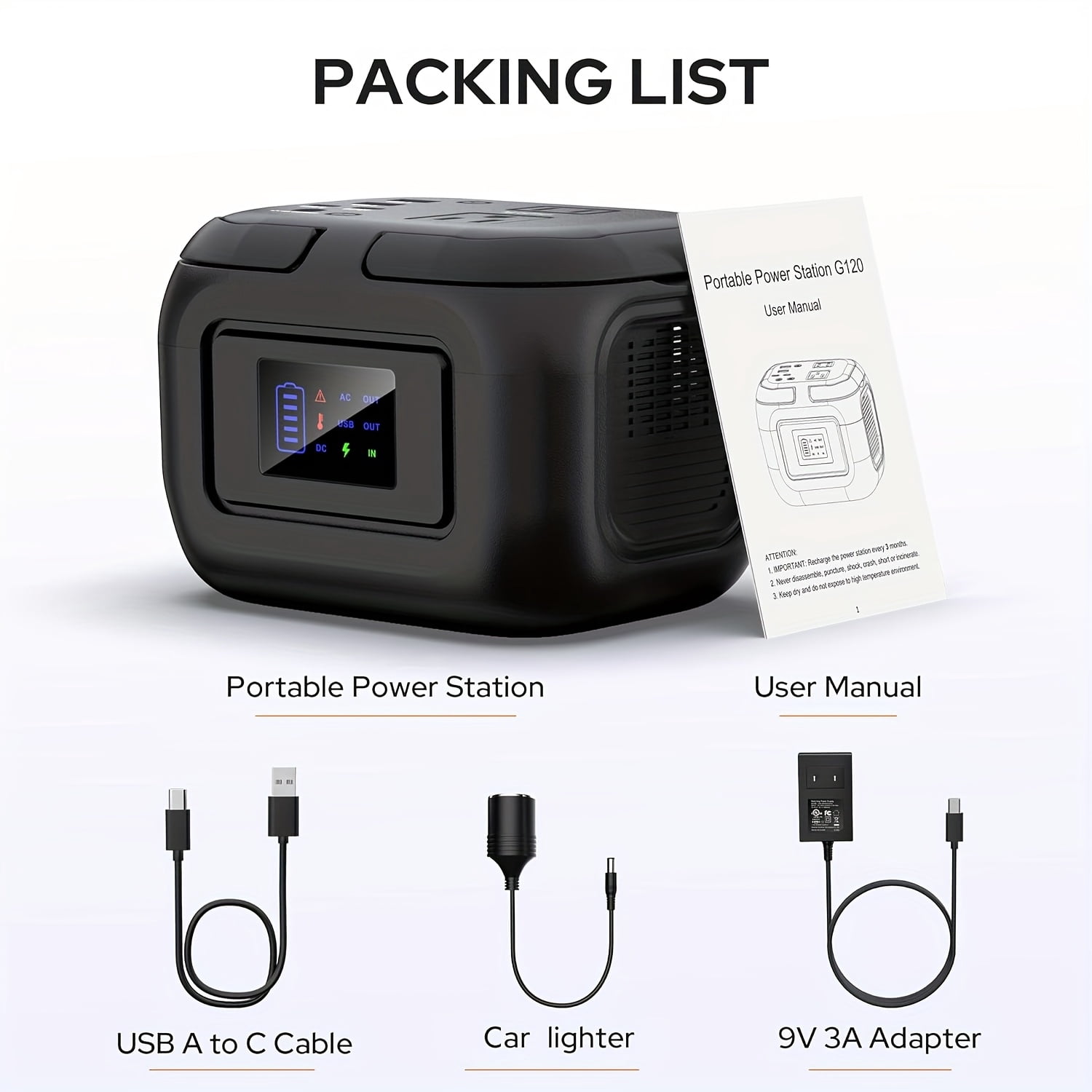 120W Portable Power Station 97.68Wh Power Bank with AC Outlet Portable Charger with USB-A USB-C Outputs Battery Bank Supply for Outdoor Camping RV Home Use Emergency Backup